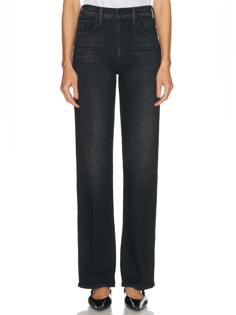 MOTHER Jeans Rambler Zip Heel Keep It Sharp Black Size 23 *Hemmed